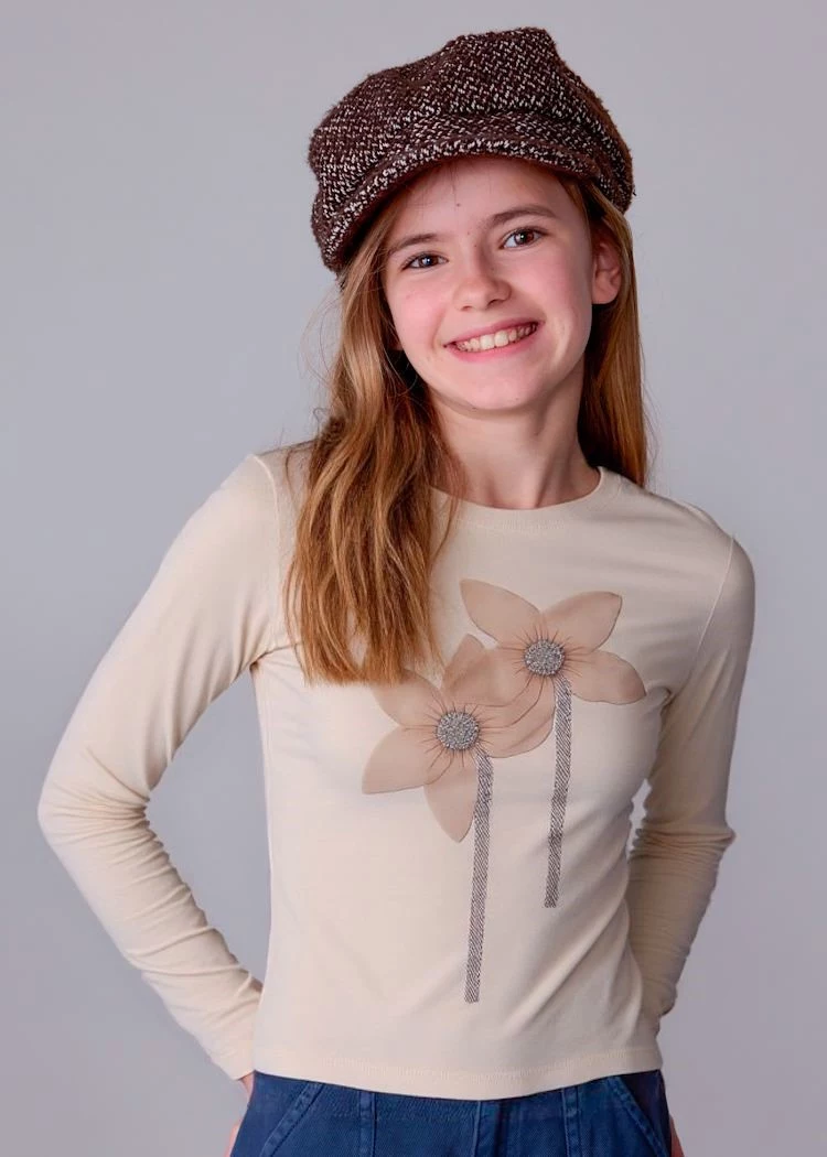 MAYORAL 3D ÇİÇEKLİ  UZUN KOL TSHİRT 7017